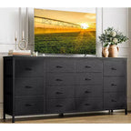 63 Fabric Entertainment Center & TV Stand for 65-75 Inch TVs | 14-Drawer Dresser| Large Storage Console for Living Room & Bedroom