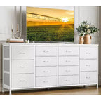 63 Fabric Entertainment Center & TV Stand for 65-75 Inch TVs | 14-Drawer Dresser| Large Storage Console for Living Room & Bedroom