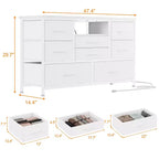 Meuble TV 8 tiroirs pour téléviseurs 55 pouces - Console média avec lumières réglables et plateau en bois, commode longue pour rangement de chambre et de salon