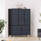 Commode en tissu à 15 tiroirs, 122 cm de haut - Tour de rangement avec cadre en acier et plateau en bois pour chambre, dressing, salon