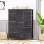 Commode en tissu à 15 tiroirs, 122 cm de haut - Tour de rangement avec cadre en acier et plateau en bois pour chambre, dressing, salon
