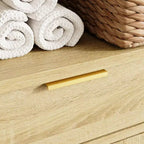 Tour de salle de bain et de buanderie en bois naturel Famapy avec tiroir et étagères ouvertes, paniers inclinables, armoire de rangement pour salle de bain et buanderie