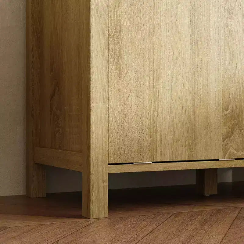 Tour de salle de bain et de buanderie en bois naturel Famapy avec tiroir et étagères ouvertes, paniers inclinables, armoire de rangement pour salle de bain et buanderie