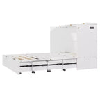 Lit escamotable mural Murphy double/grand avec tiroirs de rangement, lit armoire Murphy compact avec port USB pour chambre d'amis, structure à poulies, gris