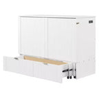 Lit escamotable mural Murphy double/grand avec tiroirs de rangement, lit armoire Murphy compact avec port USB pour chambre d'amis, structure à poulies, gris