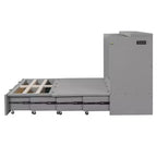 Lit escamotable mural Murphy double/grand avec tiroirs de rangement, lit armoire Murphy compact avec port USB pour chambre d'amis, structure à poulies, gris