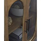 Meuble d'appoint Signature Design by Ashley Niall style milieu du siècle, bois de manguier massif, brun clair, portes en verre