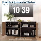 Coolmee Modern Sideboard Buffet Cabinet 63'' Large Storage Cabinet with Gold Handle Storage and Doors, Coffee Bar Buffet Table for Home Office