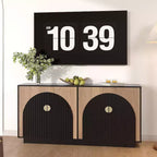 Coolmee Modern Sideboard Buffet Cabinet 63'' Large Storage Cabinet with Gold Handle Storage and Doors, Coffee Bar Buffet Table for Home Office