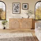 Coolmee Modern Sideboard Buffet Cabinet 63'' Large Storage Cabinet with Gold Handle Storage and Doors, Coffee Bar Buffet Table for Home Office