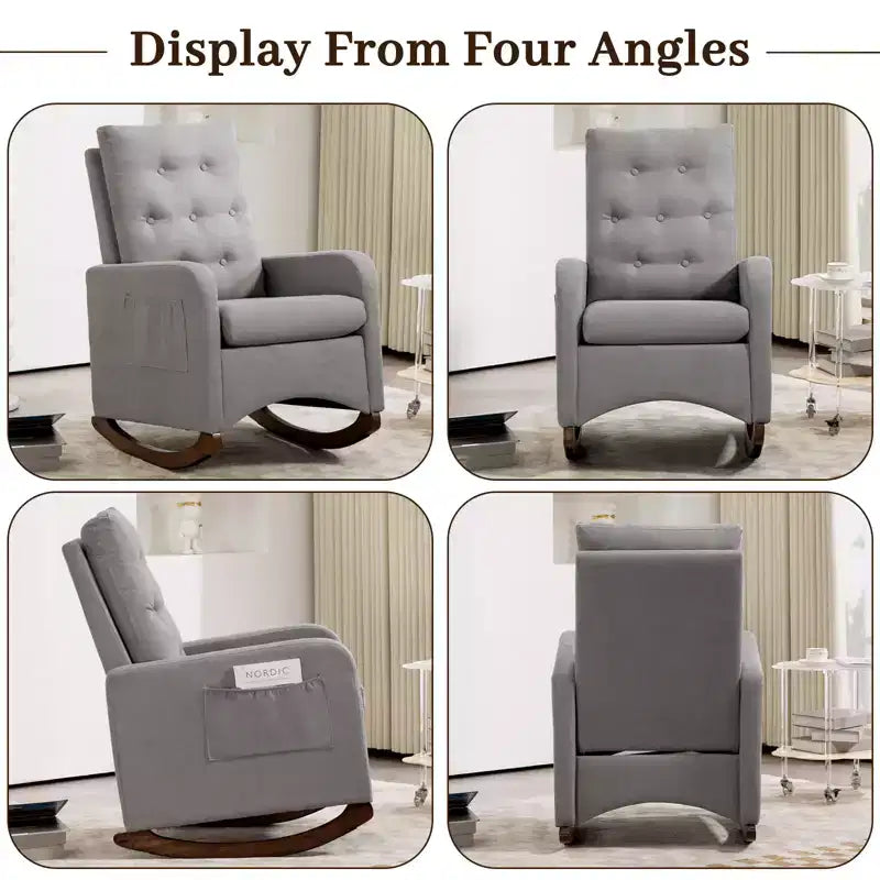 Fauteuil à Bascule de Crèche,Fauteuil à Bascule d'Intérieur Confortable avec Poche Latérale, Fauteuil à Bascule Relaxant Surdimensionné pour Salon, Chambre à Coucher, Appartement, Petits Espaces