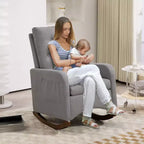 Fauteuil à Bascule de Crèche,Fauteuil à Bascule d'Intérieur Confortable avec Poche Latérale, Fauteuil à Bascule Relaxant Surdimensionné pour Salon, Chambre à Coucher, Appartement, Petits Espaces