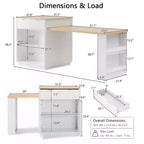 Okak Fluted Kitchen Island with Extendable Table, Countertop Organizer with Power Outlet and Double-Side Storage, Kitchen Cart for Dining Room