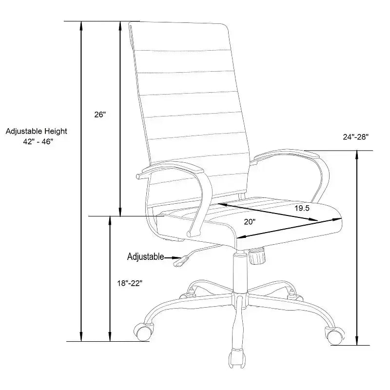 HomeStock 46 in.H Adjustable Height Brown Faux Leather Seat Material with Casters/Wheels Office Chairs