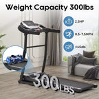 Tapis de Course Pliant pour la Maison avec Inclinaison et Capteur de Fréquence Cardiaque, Moteur Silencieux de 2,5 CV, Recharge USB, Machine de Course/Marche Portable, Capacité de 136 kg