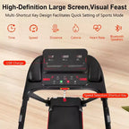 Tapis de course pliable pour la maison, moteur silencieux 2,5 CV, inclinaison, capteur de fréquence cardiaque, chargement USB, haut-parleur Bluetooth, 6 amortisseurs, capacité de 136 kg