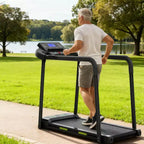 Foldable Walking Pad Treadmill for Seniors, Safe Stable Design with Long Handrail, Large LED Display, 300Lbs Weight Capacity