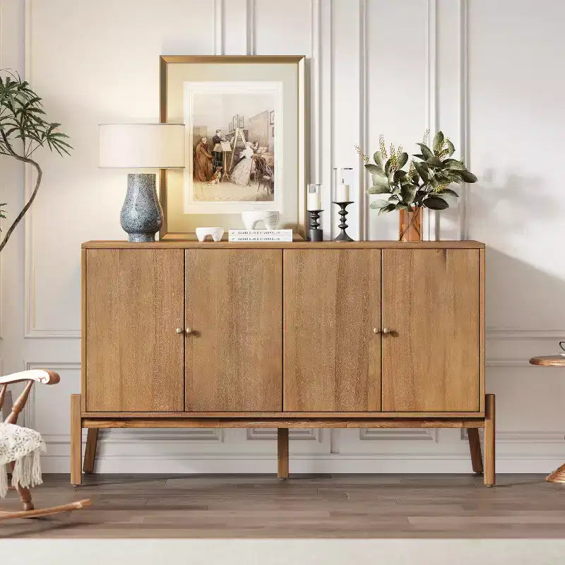 Christopher Knight Home Burns Vintage Sideboard Buffet Cabinet with 4-Door Storage Cabinet and Metal Handles