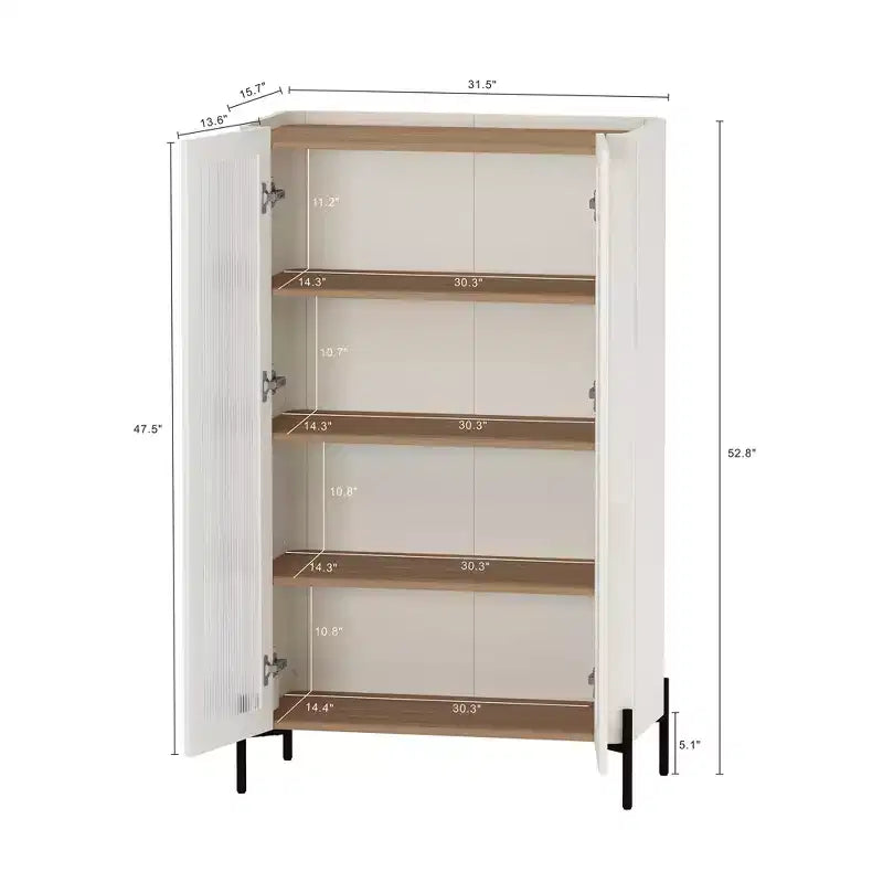 GDFStudio Biorn 31.5 Modern Tempered Glass Door Storage Cabinet with Tray Top