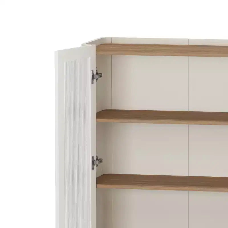 GDFStudio Biorn 31.5 Modern Tempered Glass Door Storage Cabinet with Tray Top
