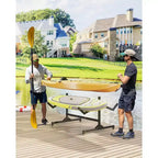 Support de rangement autonome pour 2 kayaks - Support réglable pour paddle/canoë avec roulettes verrouillables (gris, 48L x 24W) pour garage/quai/extérieur