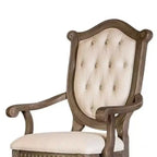 Lot de 2 fauteuils de salle à manger Royal Hampton, chêne vieilli, tissu beige capitonné