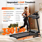 Folding Treadmill w/ Incline, 3.5HP Treadmill for Home w/ 330lb Capacity, 71 Programs