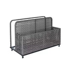 PE Rattan Poolside Float Storage Box with Rolling Wheels, Outdoor Patio Caddy, Sturdy Deck Organizer for Pool Toys, Floats & Beach Accessories, Brown
