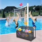 PE Rattan Poolside Float Storage Box with Rolling Wheels, Outdoor Patio Caddy, Sturdy Deck Organizer for Pool Toys, Floats & Beach Accessories, Brown