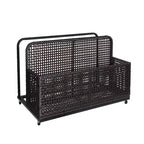 PE Rattan Poolside Float Storage Box with Rolling Wheels, Outdoor Patio Caddy, Sturdy Deck Organizer for Pool Toys, Floats & Beach Accessories, Brown