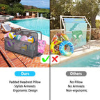 PE Rattan Poolside Float Storage Box with Rolling Wheels, Outdoor Patio Caddy, Sturdy Deck Organizer for Pool Toys, Floats & Beach Accessories, Brown
