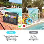 PE Rattan Poolside Float Storage Box with Rolling Wheels, Outdoor Patio Caddy, Sturdy Deck Organizer for Pool Toys, Floats & Beach Accessories, Brown