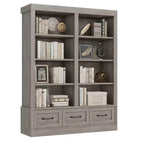 Étagère à livres de 162,56 cm de hauteur avec 4 niveaux doubles ouverts, 3 tiroirs de rangement, 4 niveaux doubles ouverts, Bibliothèques en bois profondes