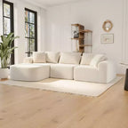 PexFix 104 Grand canapé modulaire sectionnel avec méridienne en forme de L, canapés nuages rembourrés modernes avec oreillers décoratifs pour salon chambre beige