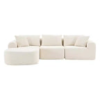 PexFix 104 Grand canapé modulaire sectionnel avec méridienne en forme de L, canapés nuages rembourrés modernes avec oreillers décoratifs pour salon chambre beige