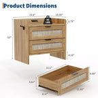 GustoWave Table de chevet en rotin (lot de 2), table de chevet, 2 tiroirs de rangement en rotin, table d'appoint, tables d'appoint, convient pour la chambre, le bureau