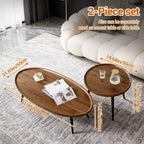 Lot de 2 tables basses gigognes, tables basses en noyer 2 pièces, tables d'appoint gigognes modernes du milieu du siècle pour salon, table d'appoint pour canapé petits espaces