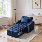 MAYEERTY Canapé-lit convertible 2-en-1 avec lit gigogne, double couchage moderne, lit réglable pour salon, bleu