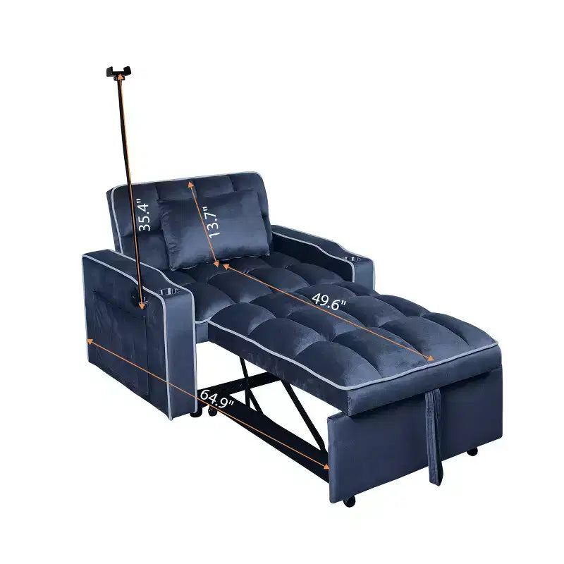 MAYEERTY Canapé-lit convertible 2-en-1 avec lit gigogne, double couchage moderne, lit réglable pour salon, bleu