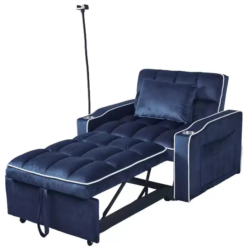 MAYEERTY Canapé-lit convertible 2-en-1 avec lit gigogne, double couchage moderne, lit réglable pour salon, bleu