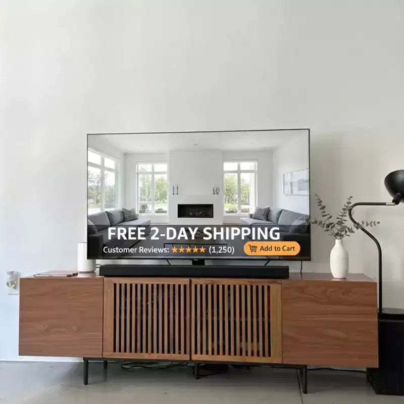Meuble TV moderne Luck Live 70,87 pouces Noyer, Centre de divertissement multifonctionnel pour Salon et Chambre à coucher