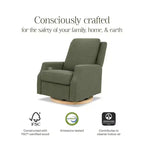 Namesake Crewe Electronic Recliner and Swivel Glider - Blue Gingham with Light Wood Base