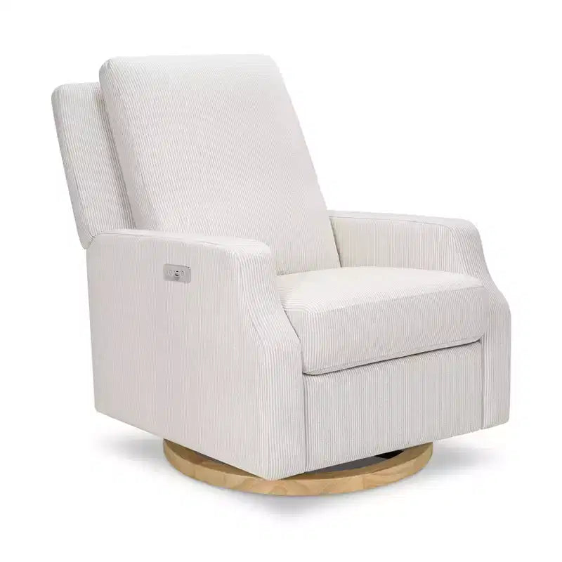 Namesake Crewe Electronic Recliner and Swivel Glider - Fog Chatham Stripe Performance Eco-Weave