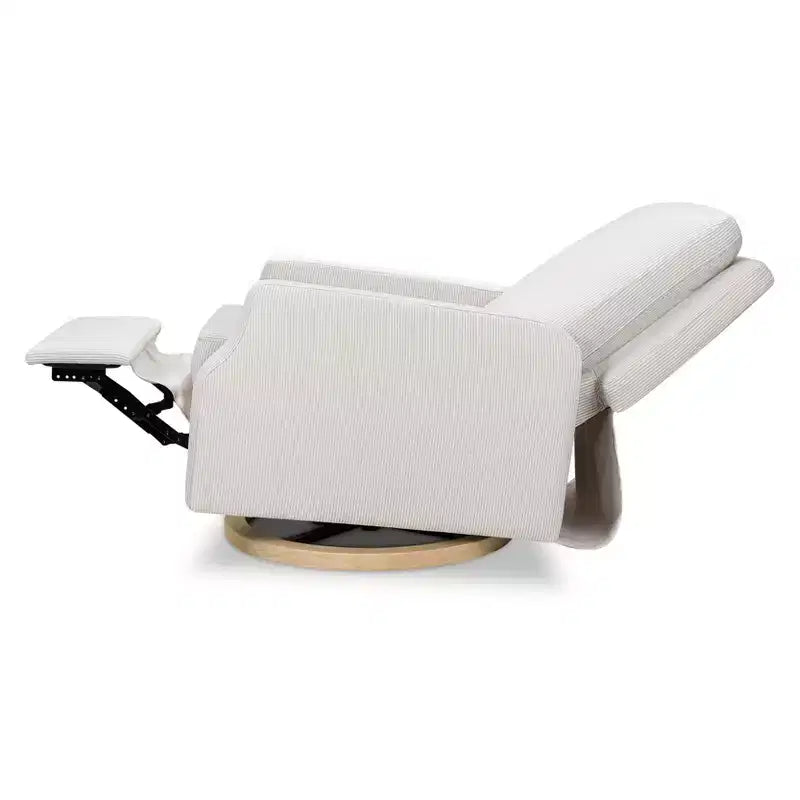 Fauteuil inclinable et planeur pivotant Namesake Crewe – Tissu performant en eco-weave à rayures Chatham, couleur Brume