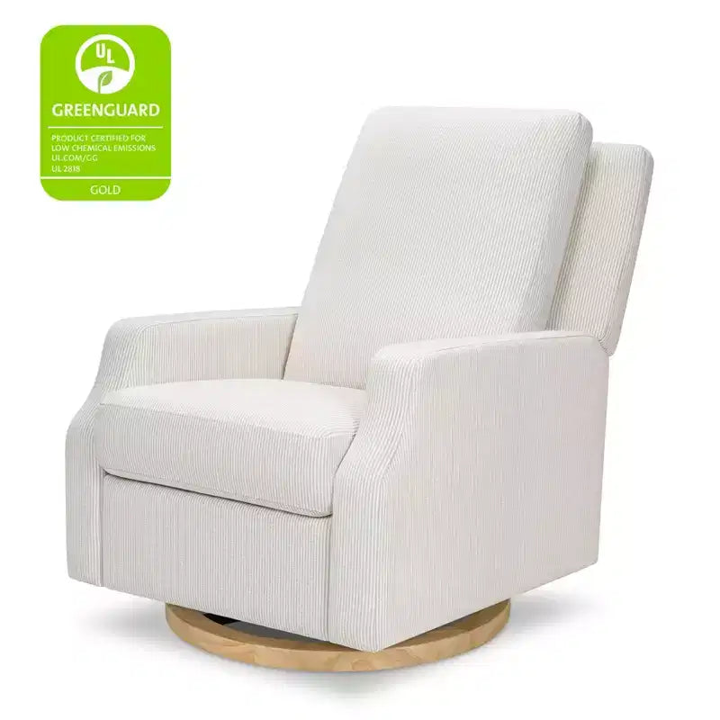 Fauteuil inclinable et planeur pivotant Namesake Crewe – Tissu performant en eco-weave à rayures Chatham, couleur Brume