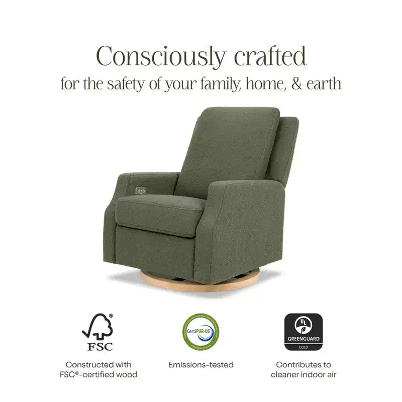 Fauteuil inclinable et planeur pivotant Namesake Crewe – Tissu performant en eco-weave à rayures Chatham, couleur Brume