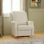 Fauteuil inclinable et planeur pivotant Namesake Crewe – Tissu performant en eco-weave à rayures Chatham, couleur Brume