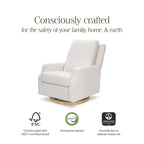 Fauteuil inclinable et planeur pivotant Namesake Crewe – Tissu performant en eco-weave à rayures Chatham, couleur Brume