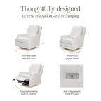 Fauteuil inclinable et planeur pivotant Namesake Crewe – Tissu performant en eco-weave à rayures Chatham, couleur Brume