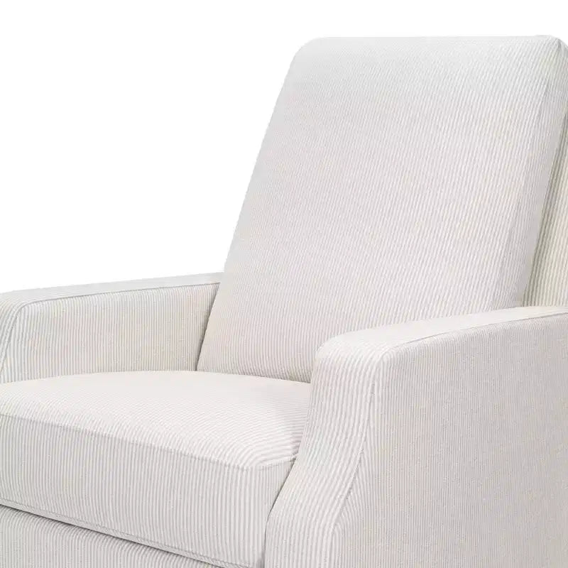 Fauteuil inclinable et planeur pivotant Namesake Crewe – Tissu performant en eco-weave à rayures Chatham, couleur Brume
